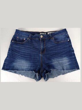 Indigo Rein Women's Juniors Size 15 Dark Distressed Denim Cutoff Shorts